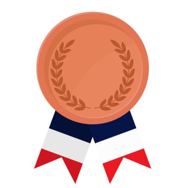 Spor için Fransa bayraklı bronz madalya illüstrasyonları