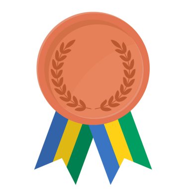 Spor için Gabon bayrak kurdeleleriyle Bronz Madalya 'nın basit bir illüstrasyonu