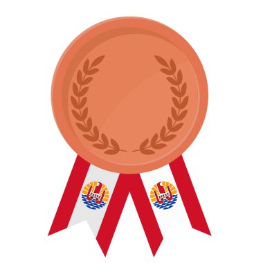 Spor için Fransız Polinezyası bayraklarıyla Bronz Madalya 'nın basit bir illüstrasyonu