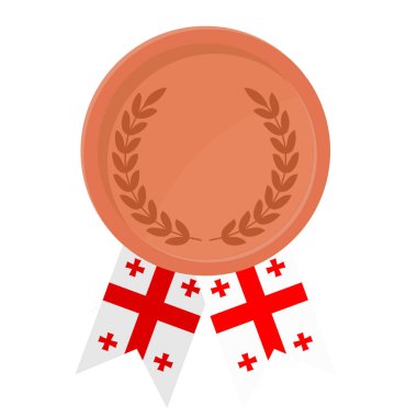 Spor için Gürcistan bayrak kurdeleleriyle Bronz Madalya 'nın basit bir illüstrasyonu