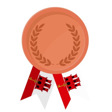 Spor için Cebelitarık bayraklarıyla Bronz Madalya 'nın basit bir illüstrasyonu