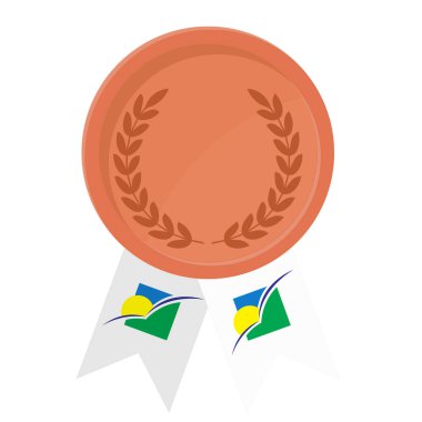 Spor için Guadeloupe bayrak kurdeleleriyle Bronz Madalya 'nın basit bir illüstrasyonu