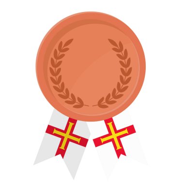 Spor için Guernsey bayrak kurdeleleriyle Bronz Madalya 'nın basit bir illüstrasyonu