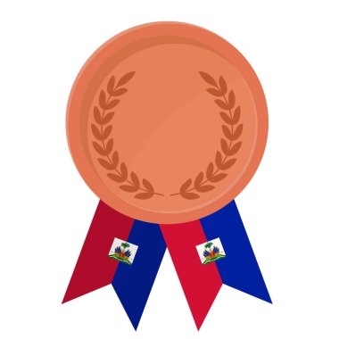 Spor için Haiti bayrak kurdeleleriyle Bronz Madalya 'nın basit bir illüstrasyonu