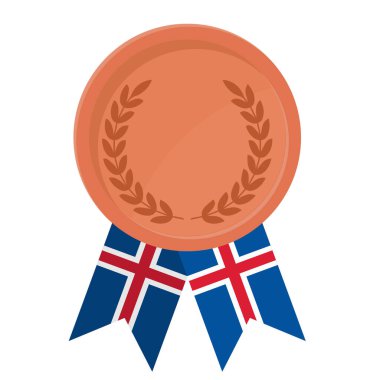 Spor için İzlanda bayrak kurdeleleriyle Bronz Madalya 'nın basit bir illüstrasyonu
