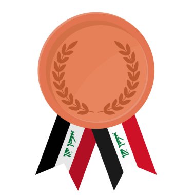 Spor için Irak bayrak kurdeleleriyle Bronz Madalya 'nın basit bir illüstrasyonu