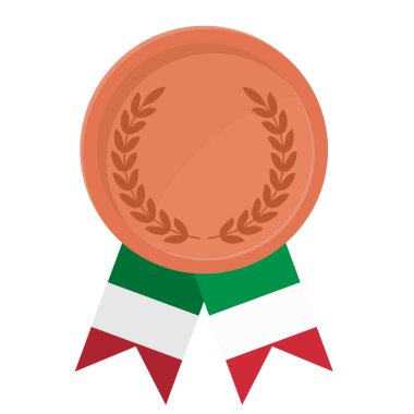 Spor için İtalya bayrak kurdeleleri ile Bronz Madalya ödülünün basit illüstrasyonu