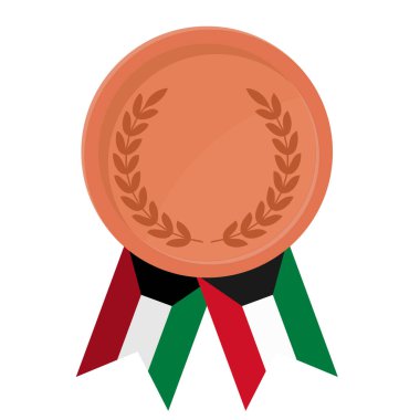 Spor için Kuveyt bayrak kurdeleleriyle Bronz Madalya 'nın basit bir illüstrasyonu