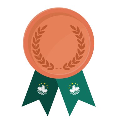 Spor için Macau bayrak kurdeleleriyle Bronz Madalya 'nın basit bir illüstrasyonu