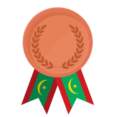 Spor için Moritanya bayrak kurdeleleri ile Bronz Madalya 'nın basit bir illüstrasyonu