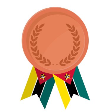 Spor için Mozambik bayrak kurdeleleriyle Bronz Madalya 'nın basit bir illüstrasyonu