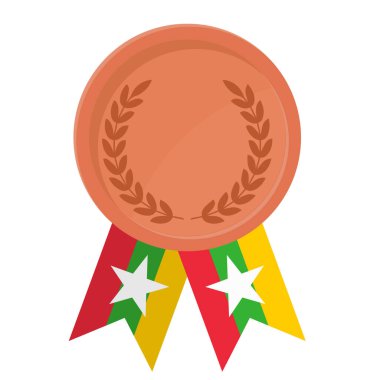 Spor için Myanmar bayrak kurdeleleriyle Bronz Madalya 'nın basit bir illüstrasyonu