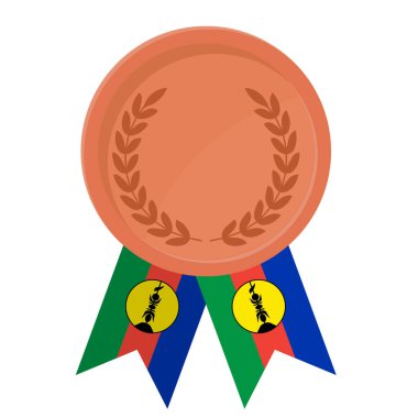 Spor için Yeni Kaledonya bayrak kurdeleleriyle Bronz Madalya 'nın basit bir illüstrasyonu