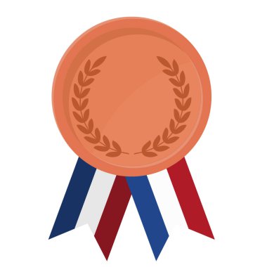 Spor için Hollanda bayrak kurdeleleriyle Bronz Madalya 'nın basit bir illüstrasyonu