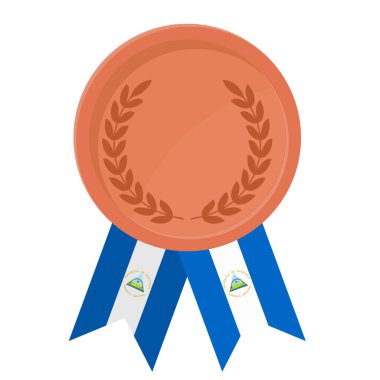 Spor için Nikaragua bayrak kurdeleleriyle Bronz Madalya 'nın basit bir illüstrasyonu