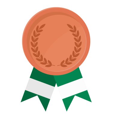 Spor için Nijerya bayrak kurdeleleri ile Bronz Madalya 'nın basit bir illüstrasyonu