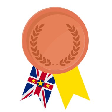 Spor için Niue bayrak kurdeleleriyle Bronz Madalya 'nın basit bir illüstrasyonu