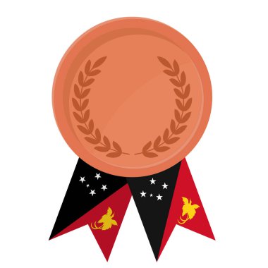 Spor için Papua Yeni Gine bayrak kurdeleleriyle Bronz Madalya 'nın basit bir illüstrasyonu