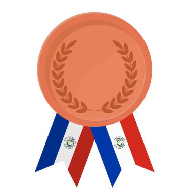 Spor için Paraguay bayrak kurdeleleriyle Bronz Madalya 'nın basit bir illüstrasyonu