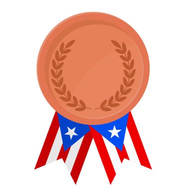 Spor için Porto Riko bayraklarıyla Bronz Madalya 'nın basit bir illüstrasyonu