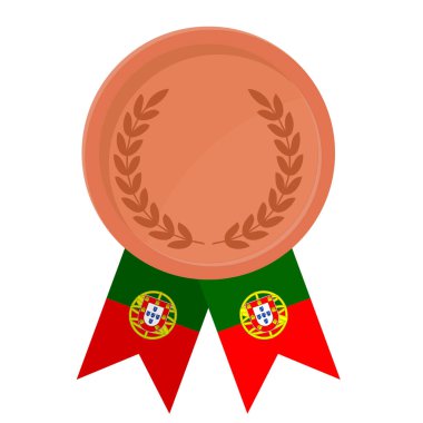 Spor için Portekiz bayrak kurdeleleriyle Bronz Madalya 'nın basit bir illüstrasyonu