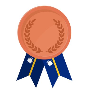 Spor amaçlı Nauru bayrak kurdeleleriyle Bronz Madalya 'nın basit bir illüstrasyonu