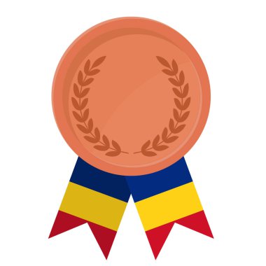 Romanya 'nın spor bayrak kurdeleleriyle Bronz Madalya' nın basit bir illüstrasyonu