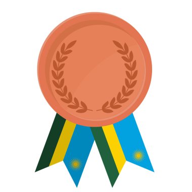 Spor için Ruanda bayrak kurdeleleriyle Bronz Madalya 'nın basit bir illüstrasyonu