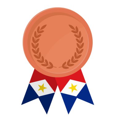 Spor için Saba bayrak kurdeleleri ile Bronz Madalya 'nın basit bir illüstrasyonu