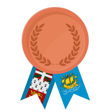 Spor için Saint Pierre ve Miquelon bayrak kurdeleleriyle Bronz Madalya 'nın basit bir illüstrasyonu