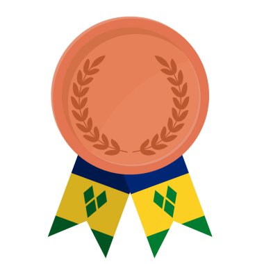 Saint Vincent ve Grenadines bayrak kurdeleleriyle bronz madalyanın basit bir illüstrasyonu
