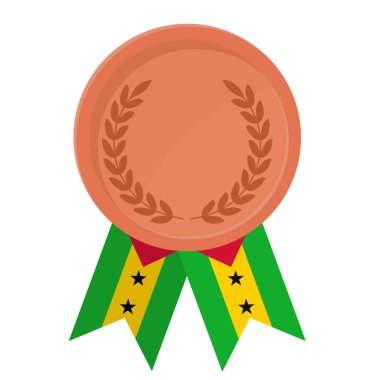 Spor için Sao Tome ve Principe bayraklarıyla Bronz Madalya 'nın basit bir illüstrasyonu