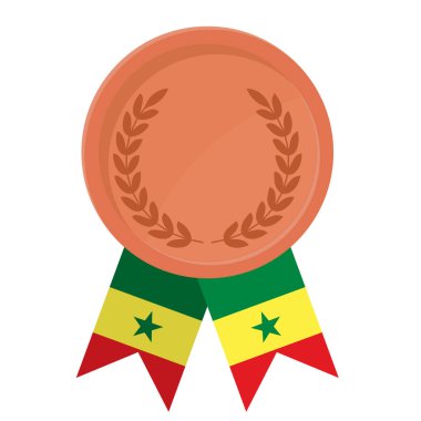Spor için Senegal bayrak kurdeleleriyle Bronz Madalya 'nın basit bir illüstrasyonu
