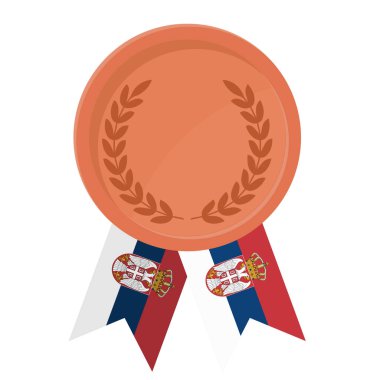 Sırbistan 'ın spor amaçlı bayrak kurdeleleriyle Bronz Madalya' nın basit bir illüstrasyonu