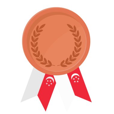 Spor için Singapur bayrak kurdeleleri ile Bronz Madalya 'nın basit bir illüstrasyonu