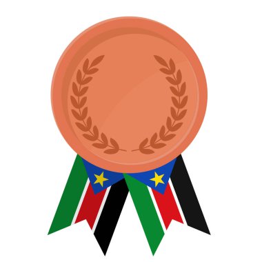 Spor için Güney Sudan bayrak kurdeleleri ile Bronz Madalya 'nın basit bir illüstrasyonu