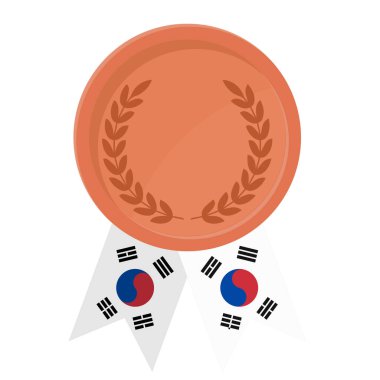Spor için Güney Kore bayrak kurdeleleriyle Bronz Madalya 'nın basit bir illüstrasyonu