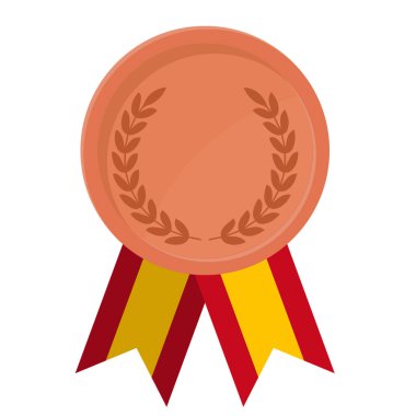 Spor için İspanya bayrak kurdeleleriyle Bronz Madalya 'nın basit bir illüstrasyonu