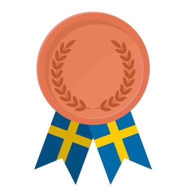 Spor için İsveç bayraklı bronz madalya illüstrasyonları