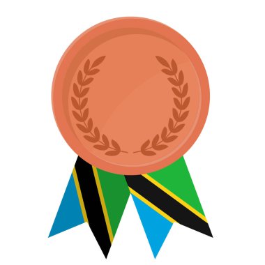 Spor için Tanzanya bayrak kurdeleleriyle Bronz Madalya 'nın basit bir illüstrasyonu