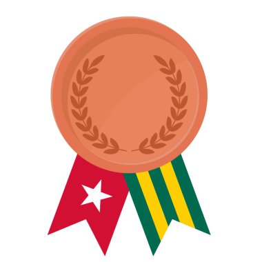 Spor için Togo bayrak kurdeleleriyle Bronz Madalya 'nın basit bir illüstrasyonu