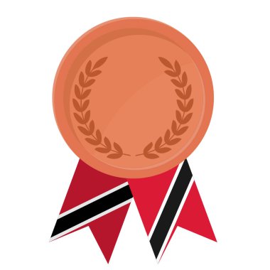 Spor için Trinidad ve Tobago bayrak kurdeleleriyle Bronz Madalya 'nın basit bir illüstrasyonu