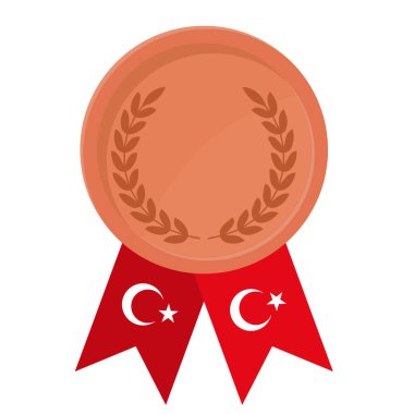 Türkiye 'nin spor bayrak kurdeleleriyle Bronz Madalya' nın basit bir illüstrasyonu