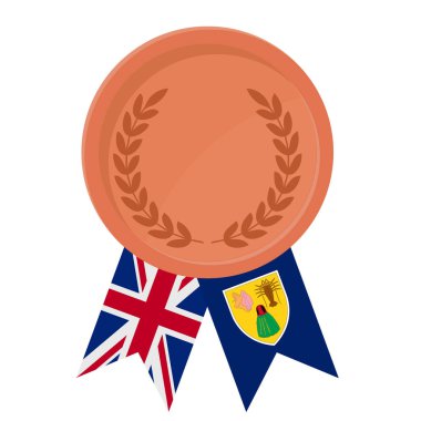 Turks ve Caicos bayrak kurdelelerinin spor amaçlı olduğu Bronz madalya illüstrasyonu