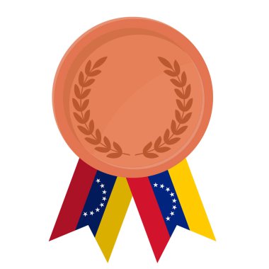 Spor için Venezuela bayrak kurdeleleriyle Bronz Madalya 'nın basit bir illüstrasyonu