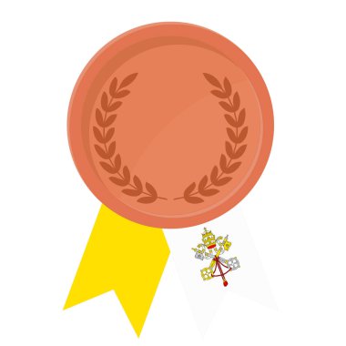 Vatikan bayrak kurdeleleriyle bronz madalya kazanmanın basit bir gösterimi.