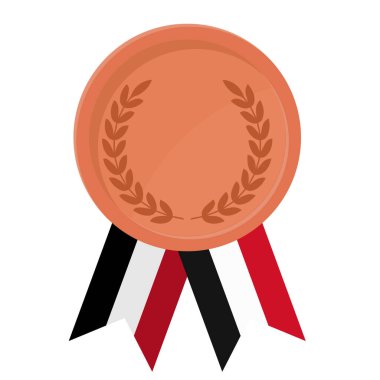 Spor için Yemen bayraklı bronz madalya illüstrasyonları