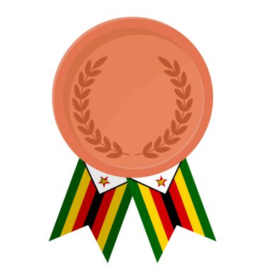 Spor için Zimbabwe bayrak kurdeleleriyle Bronz Madalya 'nın basit bir illüstrasyonu
