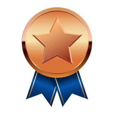 Mavi kurdeleli bronz madalya ve spor ve oyunlarda yıldız. Oyunlar için madalya ya da para