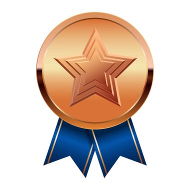 Mavi kurdeleli bronz madalya ve spor ve oyunlarda yıldız. Oyunlar için madalya ya da para